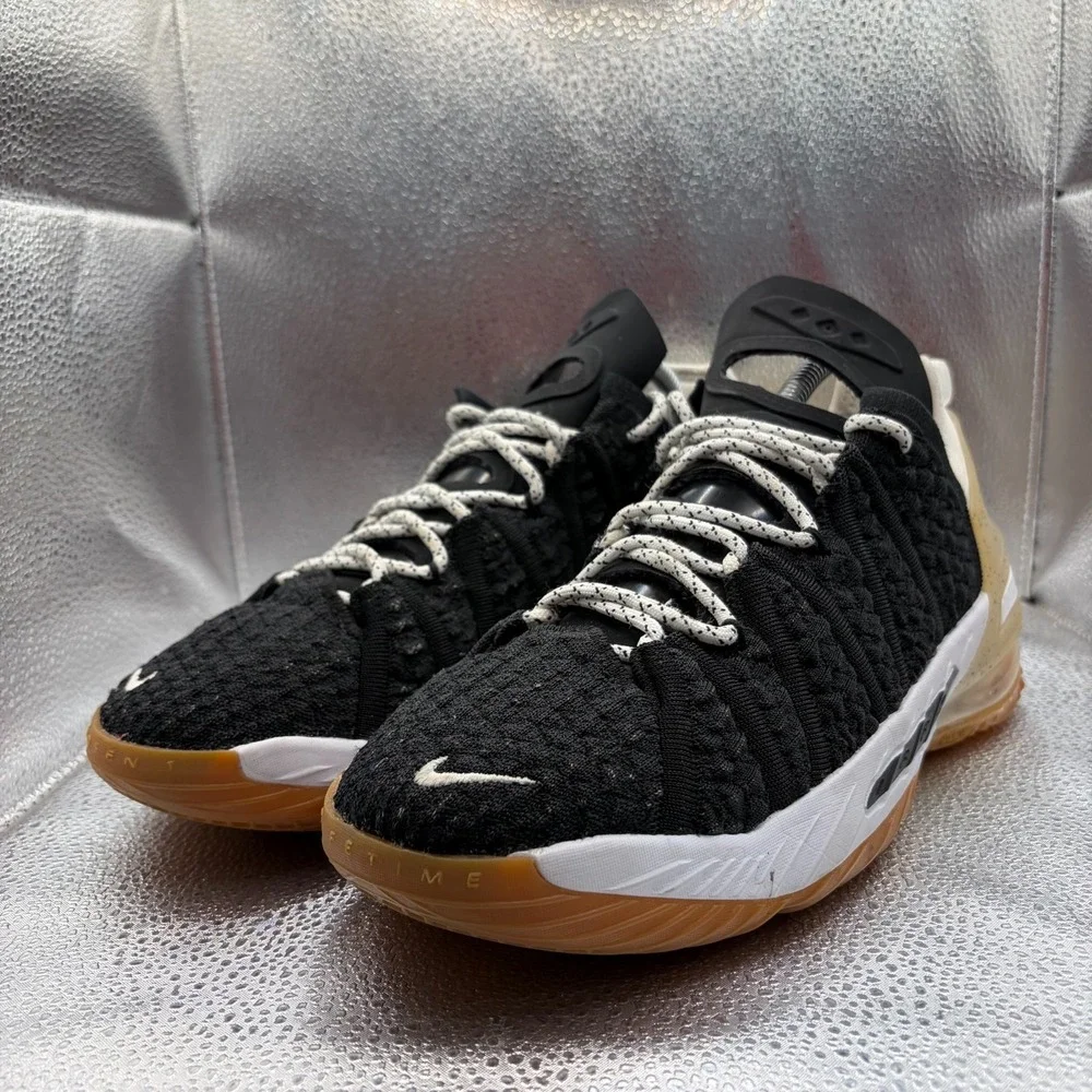 Size 7Y Nike Youth Lebron 18 GS Black White Gum Kids Lace-Up Shoes CW2760-007